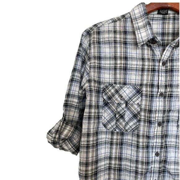 Vese Black n Blue Plaid Button Long Sleeve Shirt size Medium - Picture 6 of 7